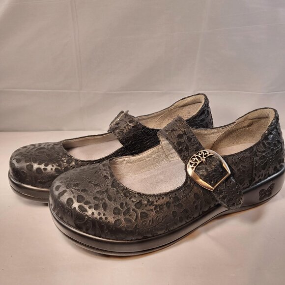 Alegria Shoes - Alegria by PG Lite Kourtney Delicut Mary Jane Size 38 EU Black Floral Design